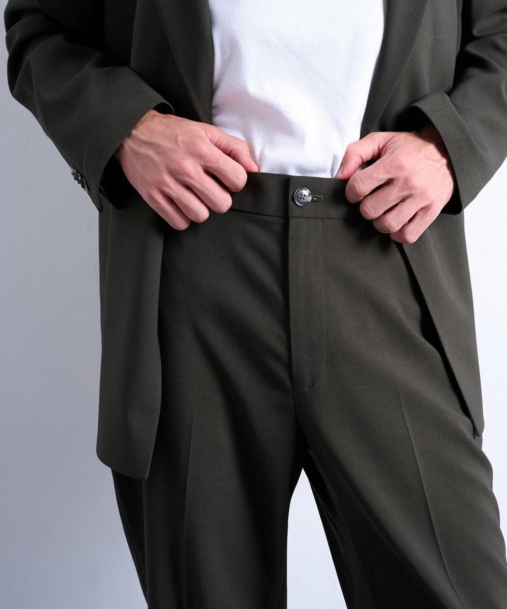 Liberty London TOPMAN Dark Green Straight Wool Trousers