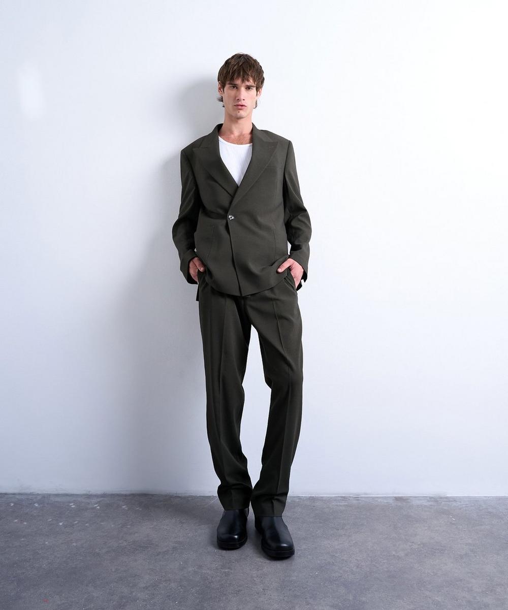 liberty london TOPMAN Dark Green Straight Wool Trousers