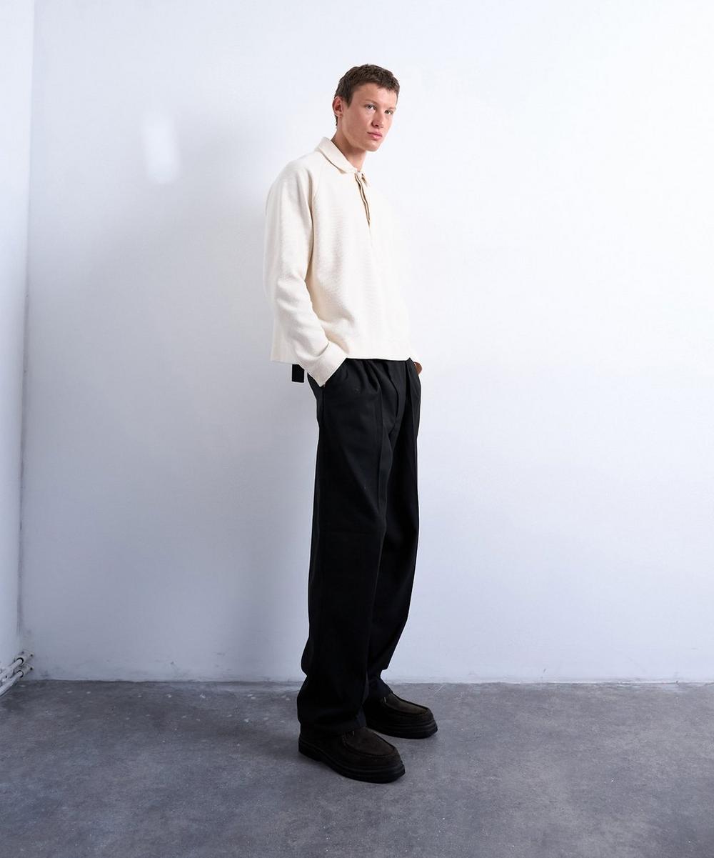 liberty london TOPMAN Ecru Boxy-Fit Textured Ragan Polo Sweater