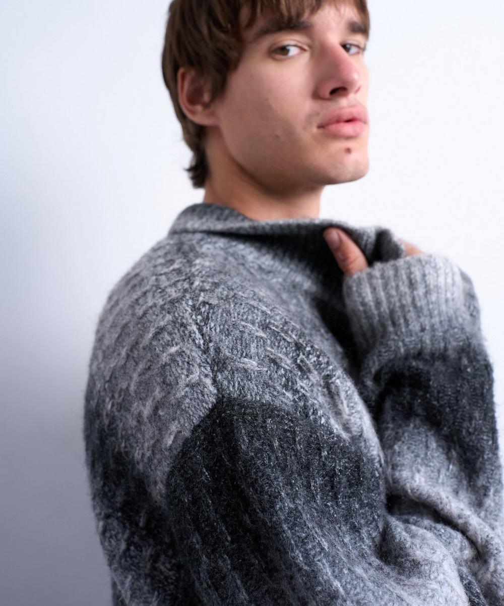 Liberty London TOPMAN Grey Knitted Blend Zip-Through Cardigan