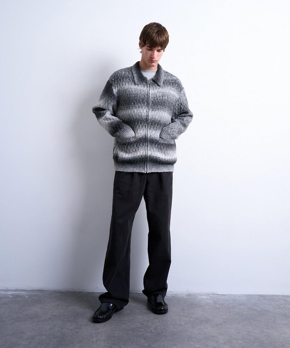 liberty london TOPMAN Grey Knitted Blend Zip-Through Cardigan