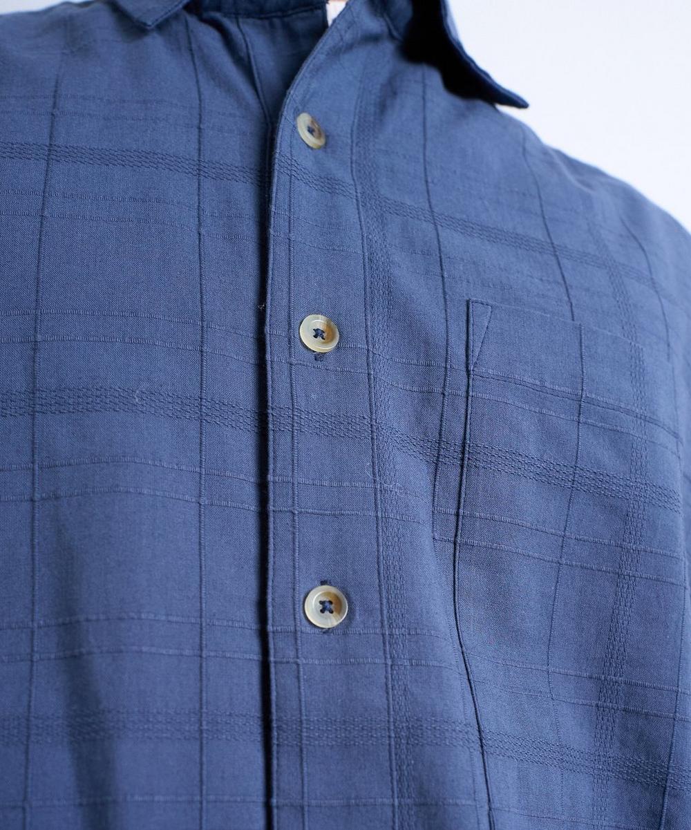 Liberty London TOPMAN Mid-Blue Short-Sleeve Textured Shirt