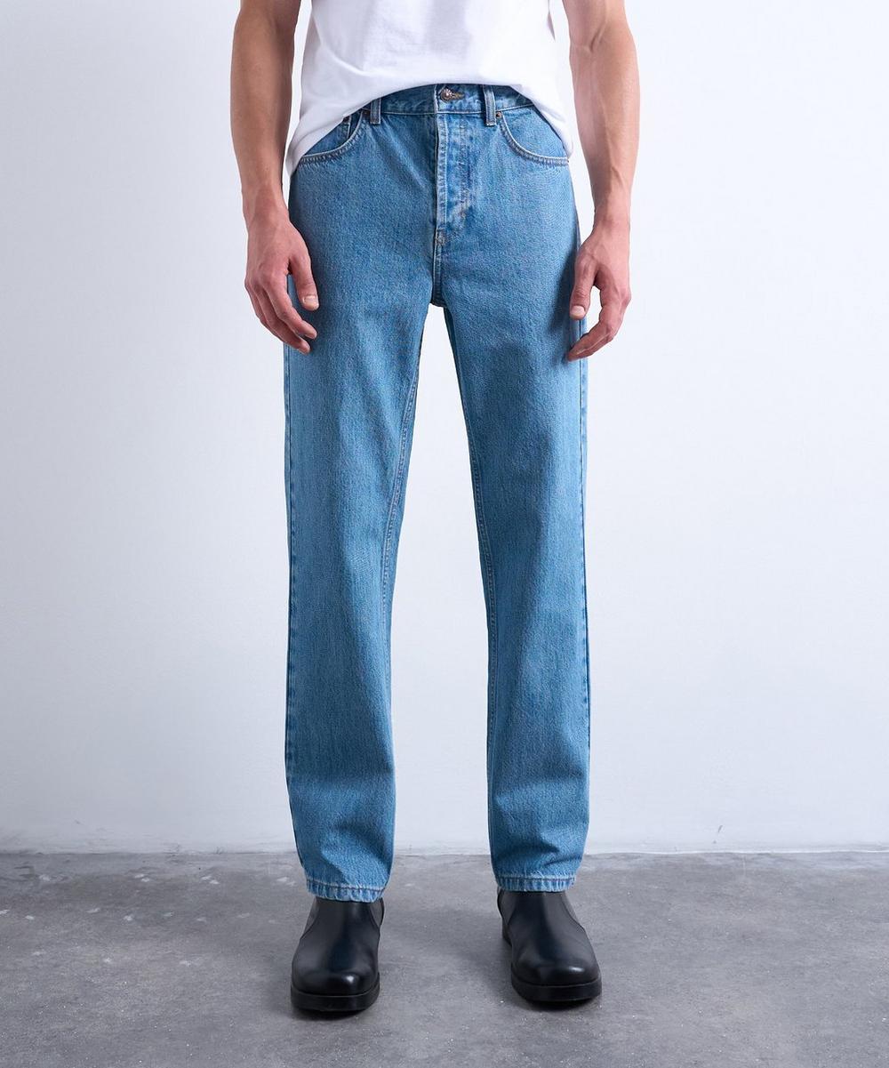 Liberty London TOPMAN Mid-Wash Blue Rigid Straight Jeans