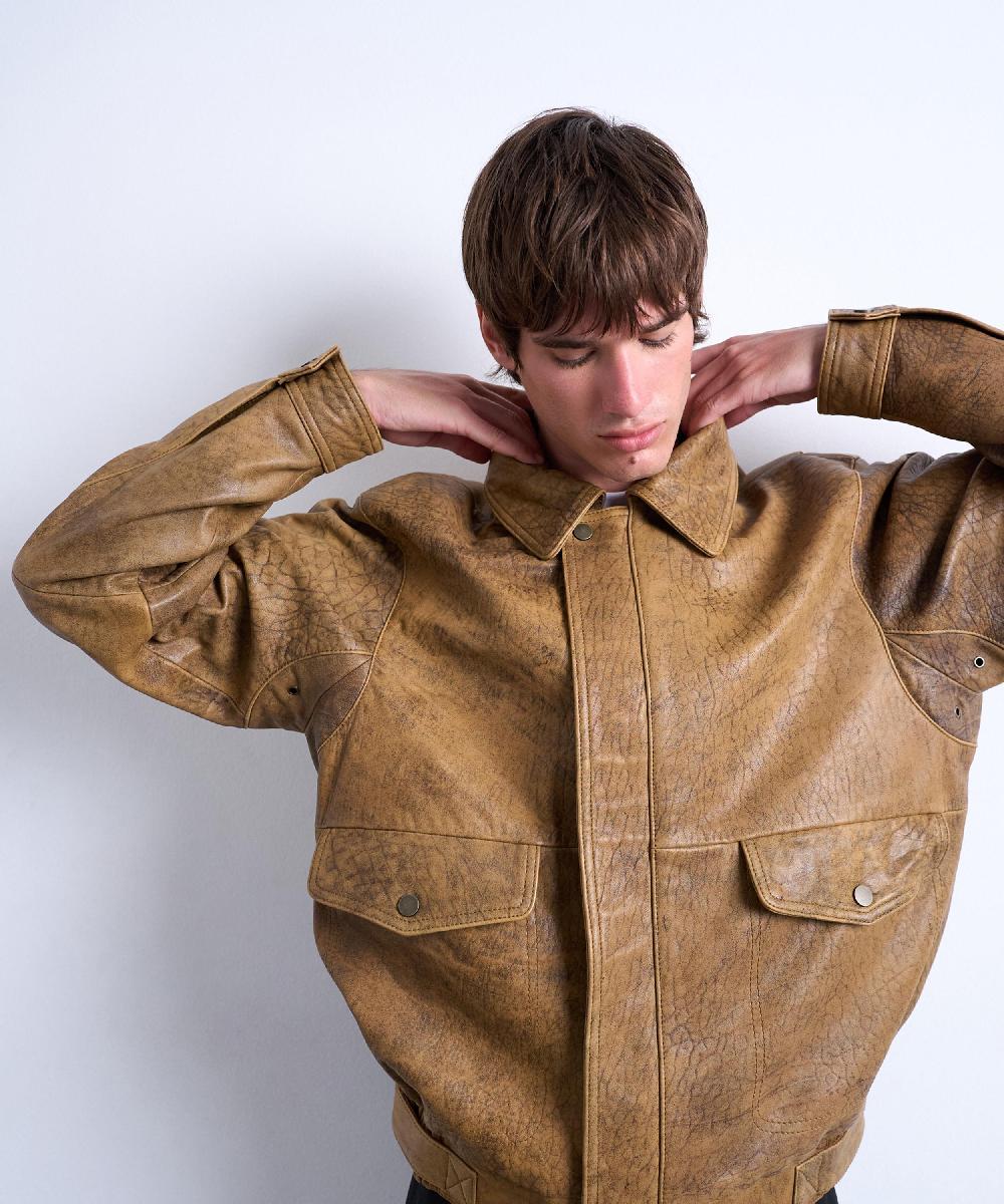 liberty london TOPMAN Tan Leather Double Pocket Jacket