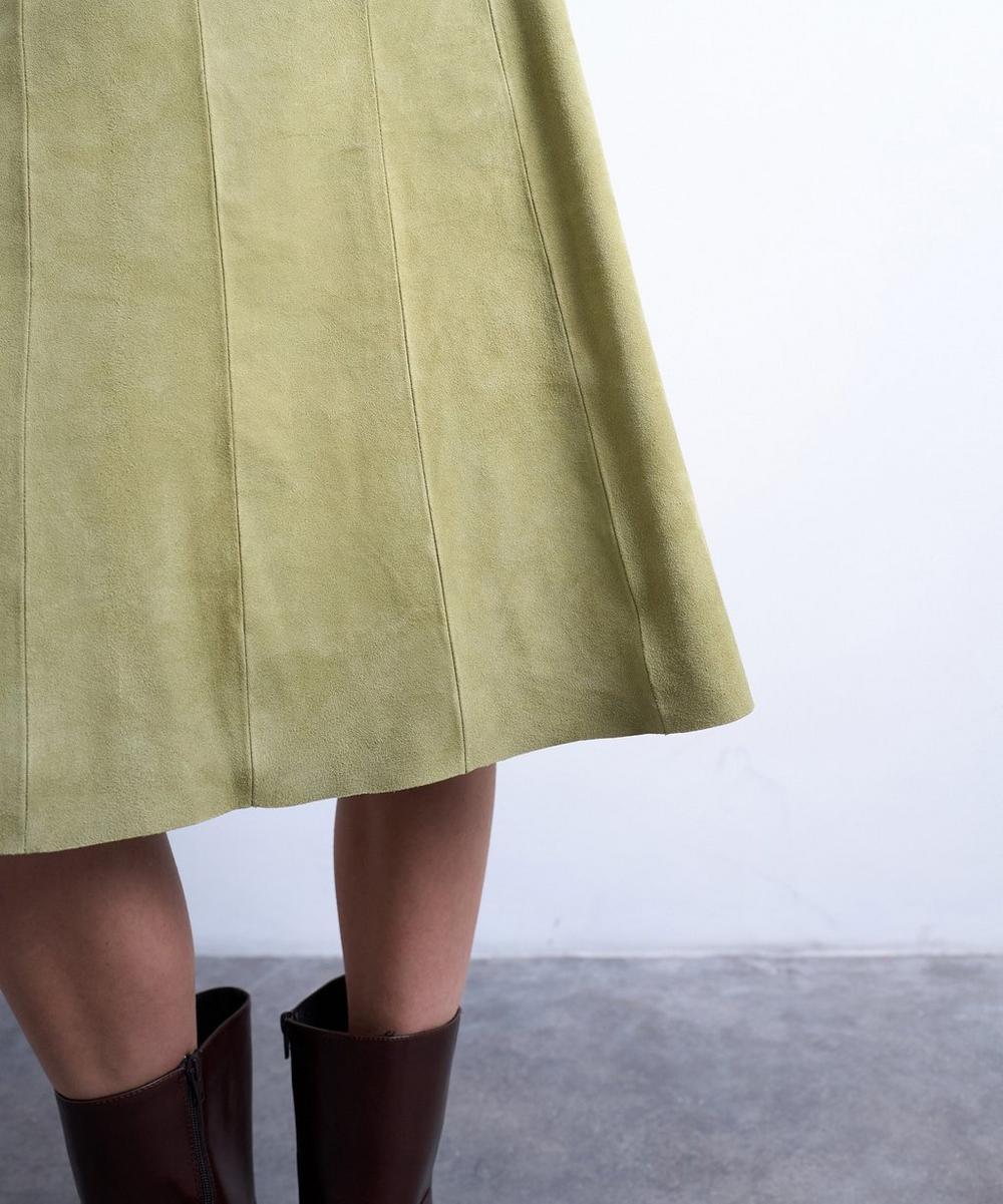 Liberty London TOPSHOP Avocado Suede Panelled Midi Skirt