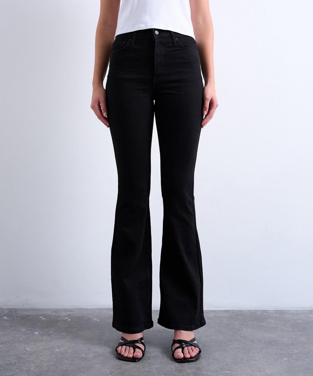 Liberty London TOPSHOP Black Jamie Flare High-Rise Jeans