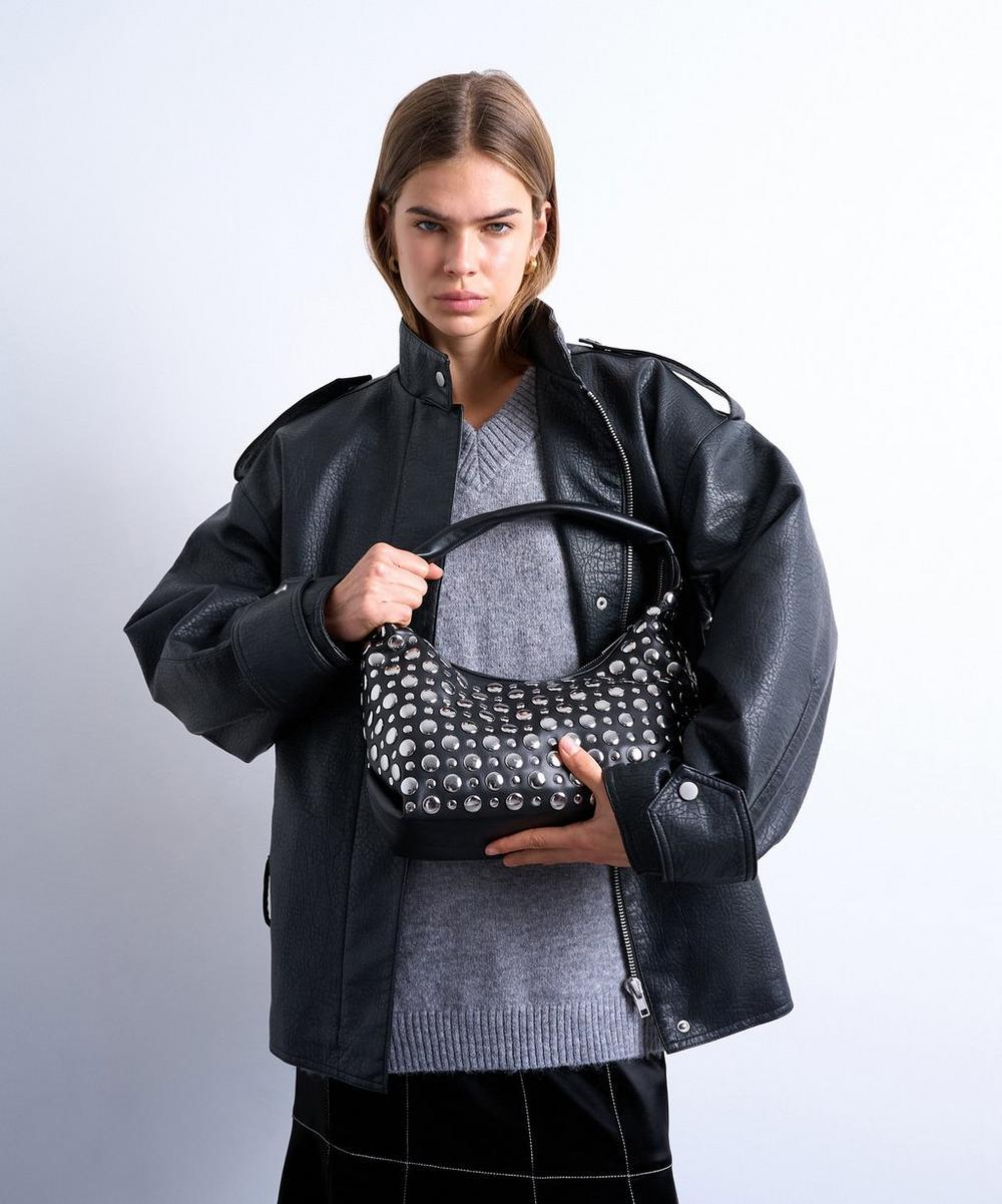 Liberty London TOPSHOP Black Samantha Studded Shoulder Bag