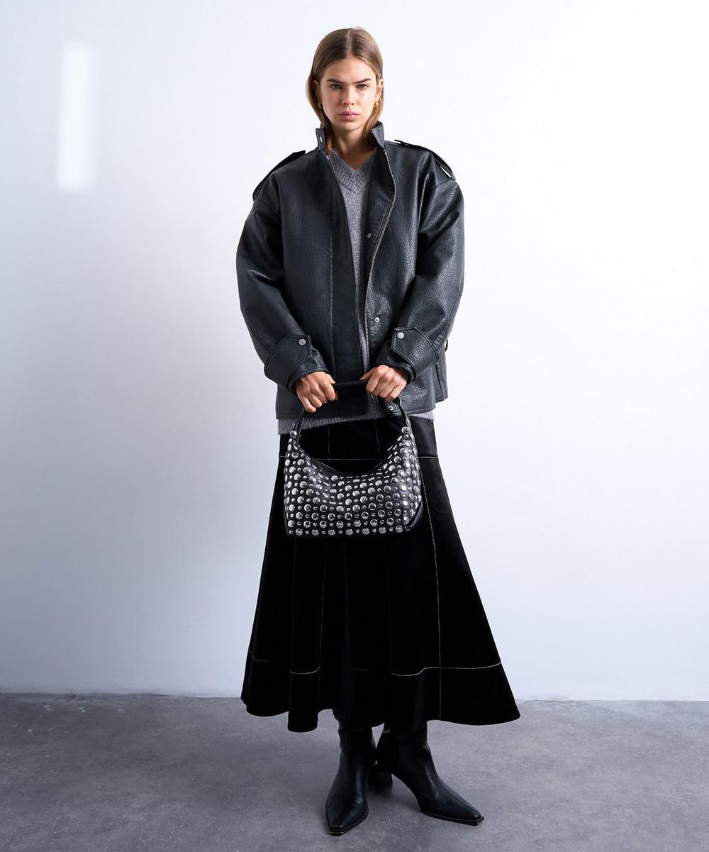 Liberty London TOPSHOP Black Samantha Studded Shoulder Bag