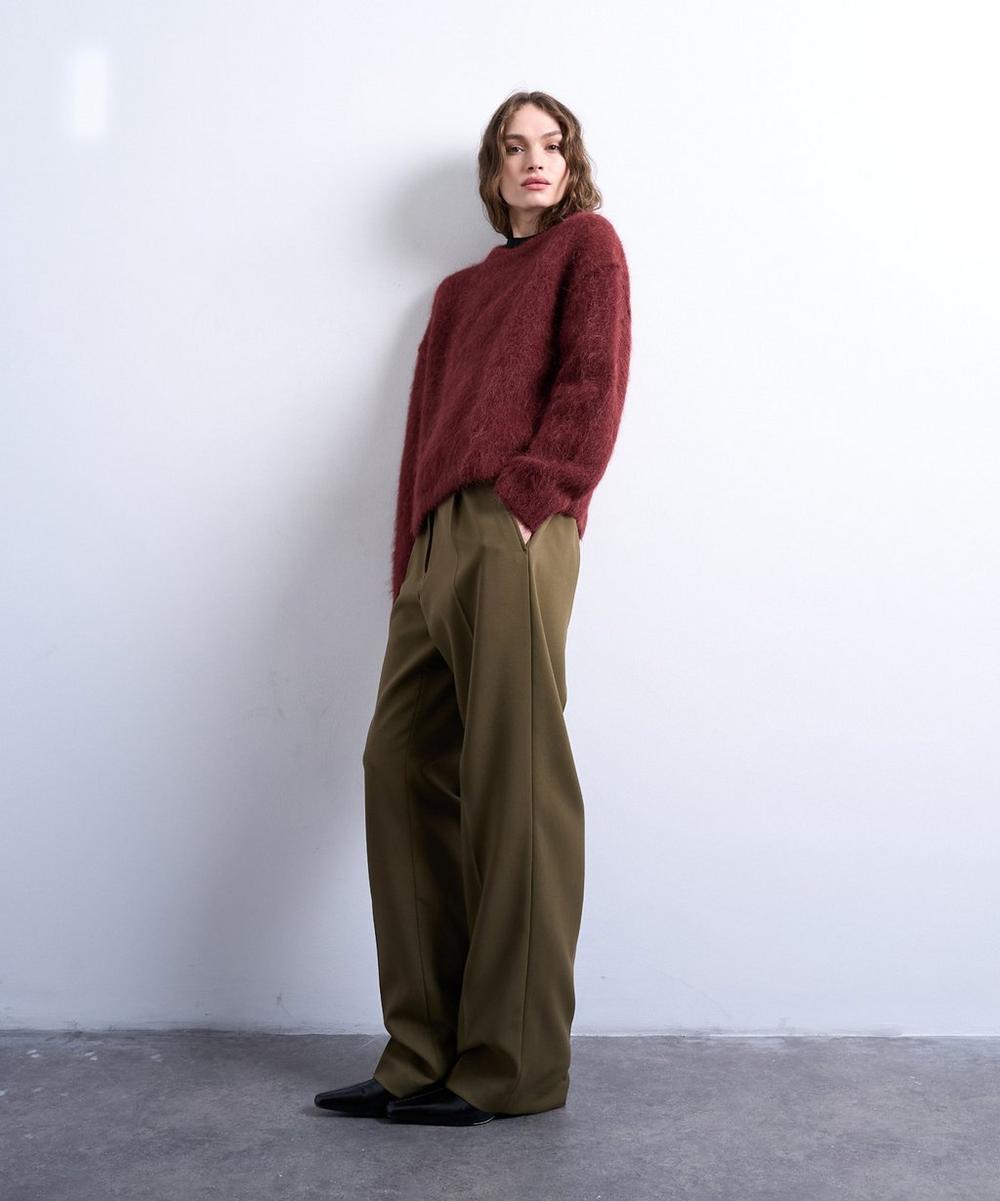 liberty london TOPSHOP Burgundy Knitted Premium Alpaca Crew-Neck Boxy Jumper