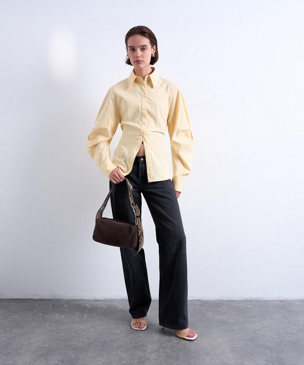 Liberty London TOPSHOP Chocolate And Snake Scarlett Leather Suede Shoulder Bag