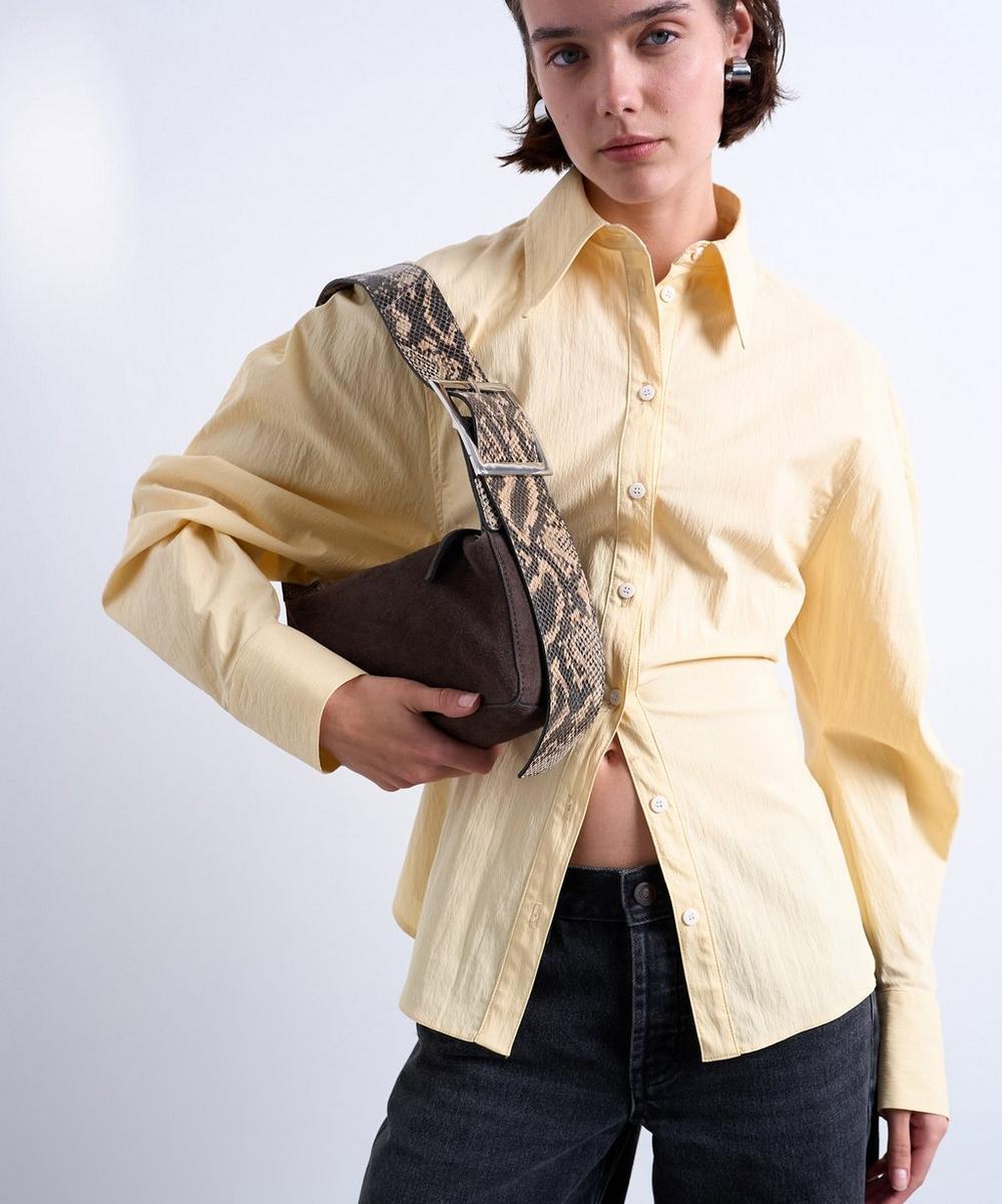 liberty london TOPSHOP Chocolate and Snake Scarlett Leather Suede Shoulder Bag