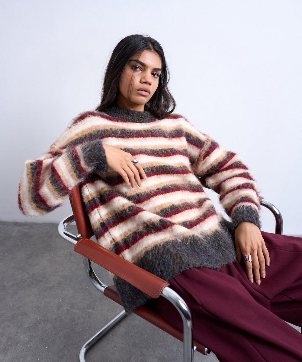 Liberty London TOPSHOP Knitted Fluffy Stripe Jumper