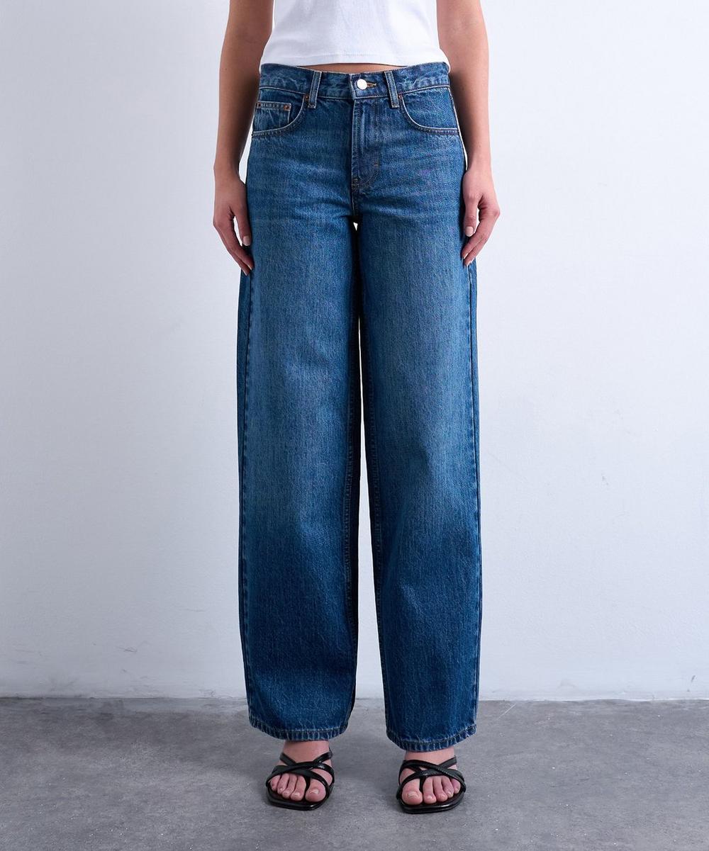 Liberty London TOPSHOP Mid Blue Cinch Low-Rise Jeans