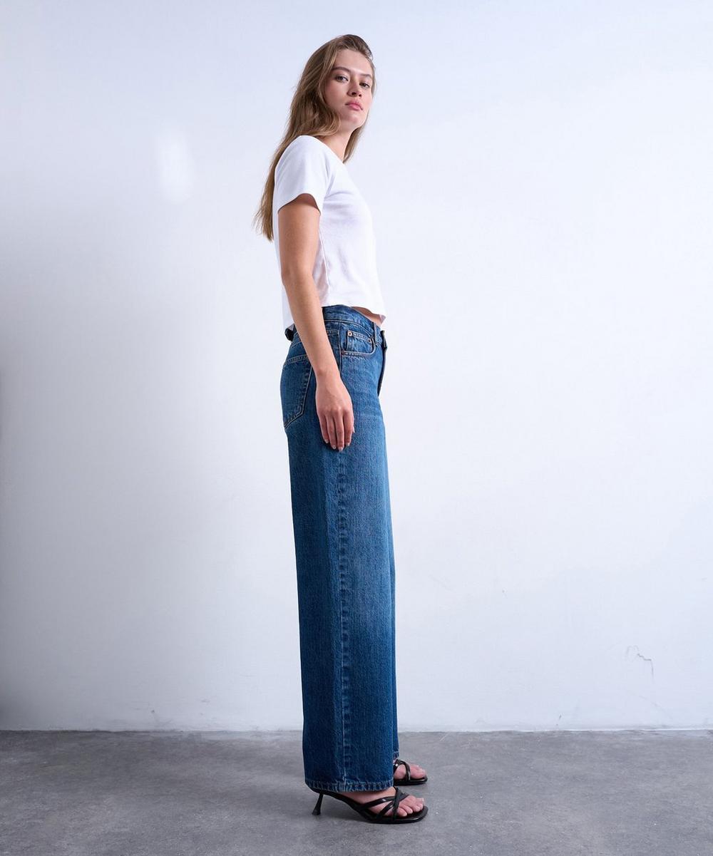 liberty london TOPSHOP Mid Blue Cinch Low-Rise Jeans