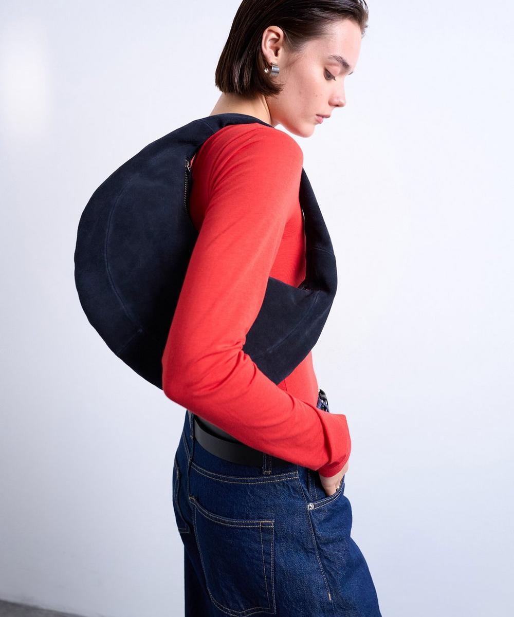 liberty london TOPSHOP Navy Cian Suede Scoop Grab Bag