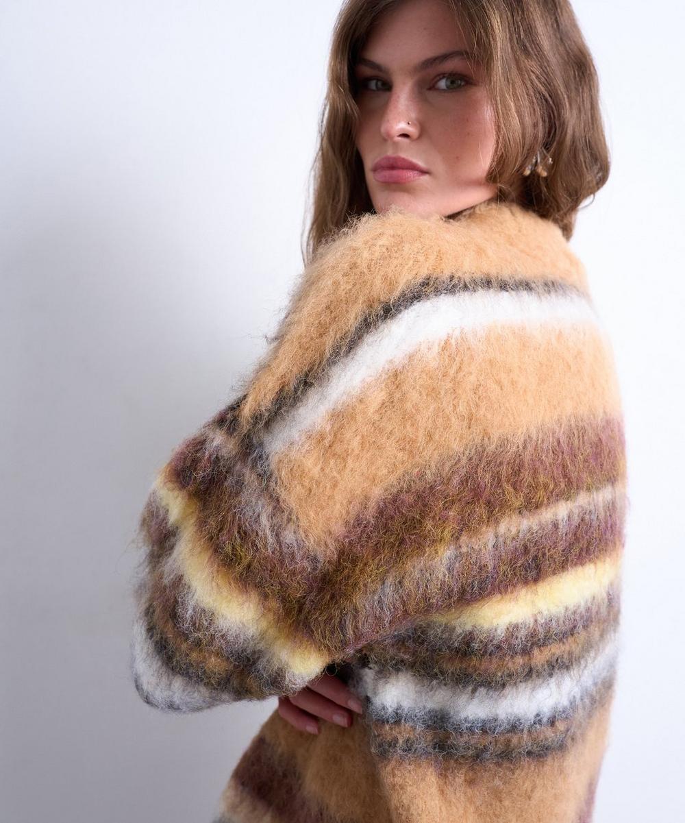 Liberty London TOPSHOP Neutral Knitted Fluffy Stripe Jumper