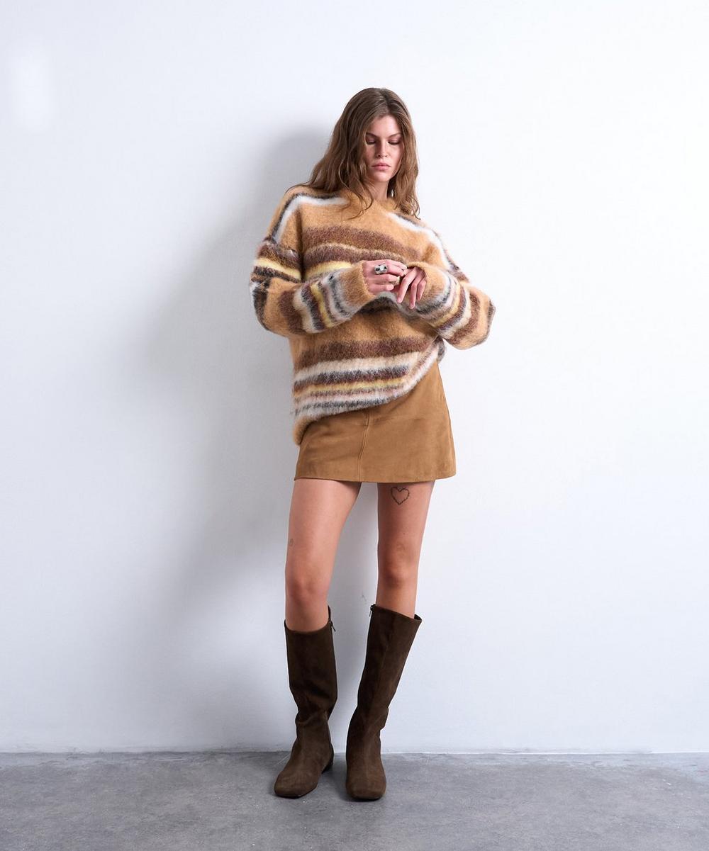 liberty london TOPSHOP Neutral Knitted Fluffy Stripe Jumper