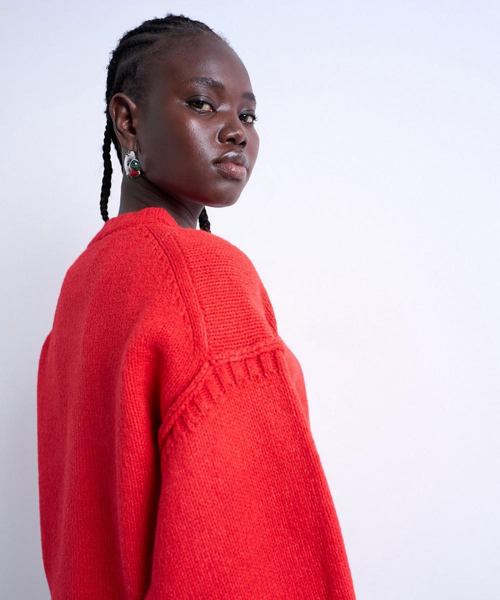 Liberty London TOPSHOP Red Knitted Clean Exposed Seam Jumper