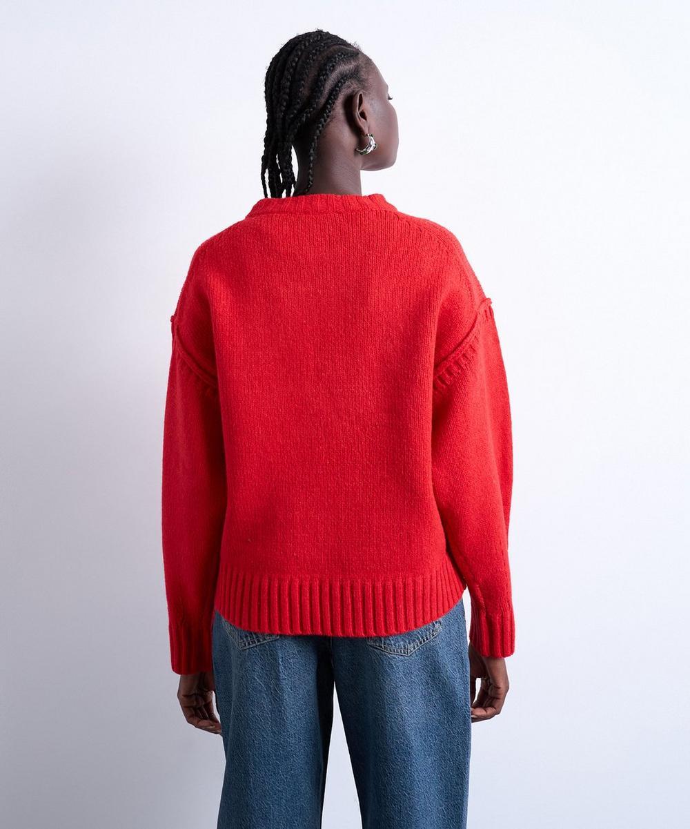 Liberty London TOPSHOP Red Knitted Clean Exposed Seam Jumper