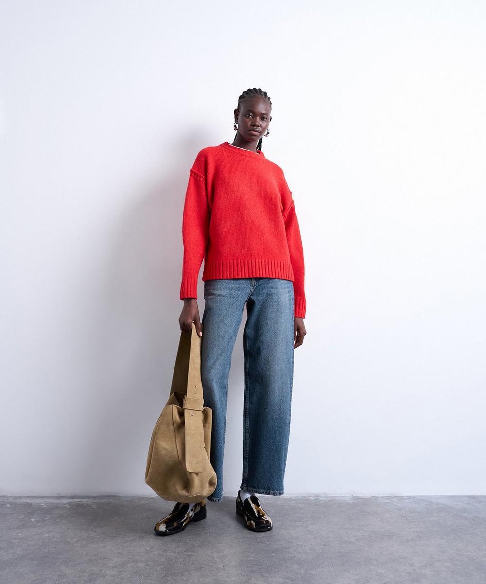 liberty london TOPSHOP Red Knitted Clean Exposed Seam Jumper