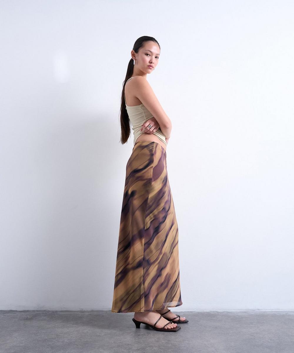 Liberty London TOPSHOP Woodgrain Chiffon Midi Skirt