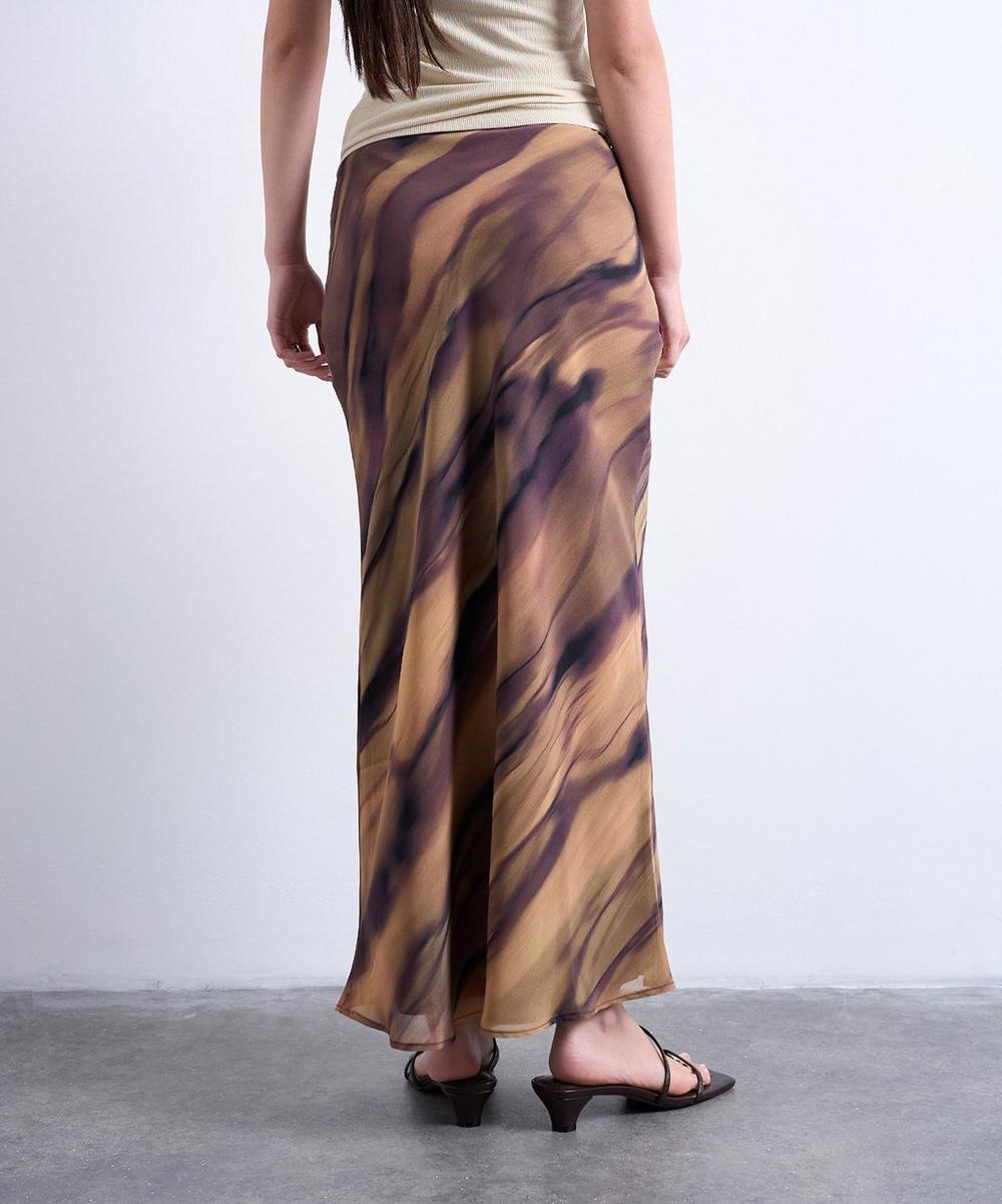 Liberty London TOPSHOP Woodgrain Chiffon Midi Skirt
