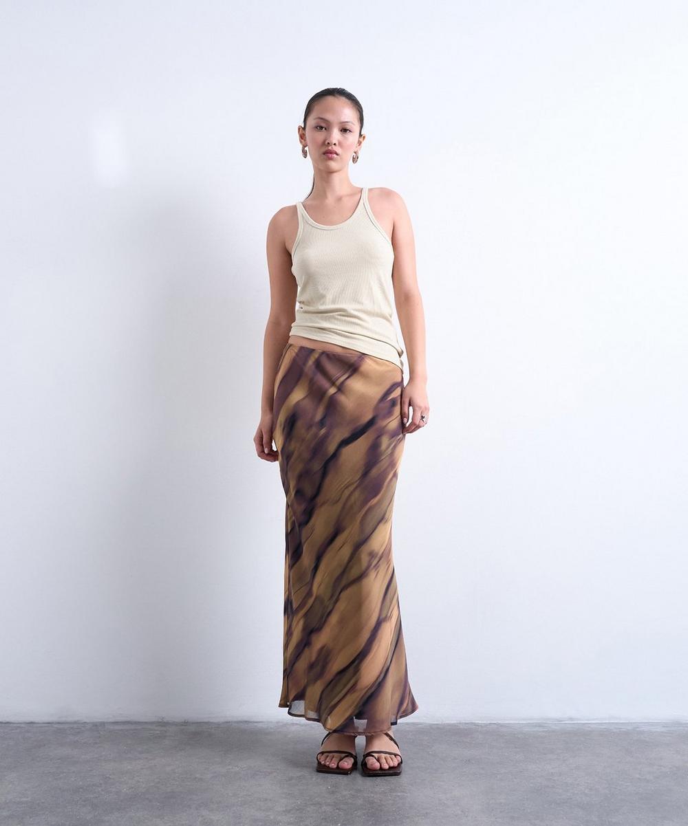 liberty london TOPSHOP Woodgrain Chiffon Midi Skirt