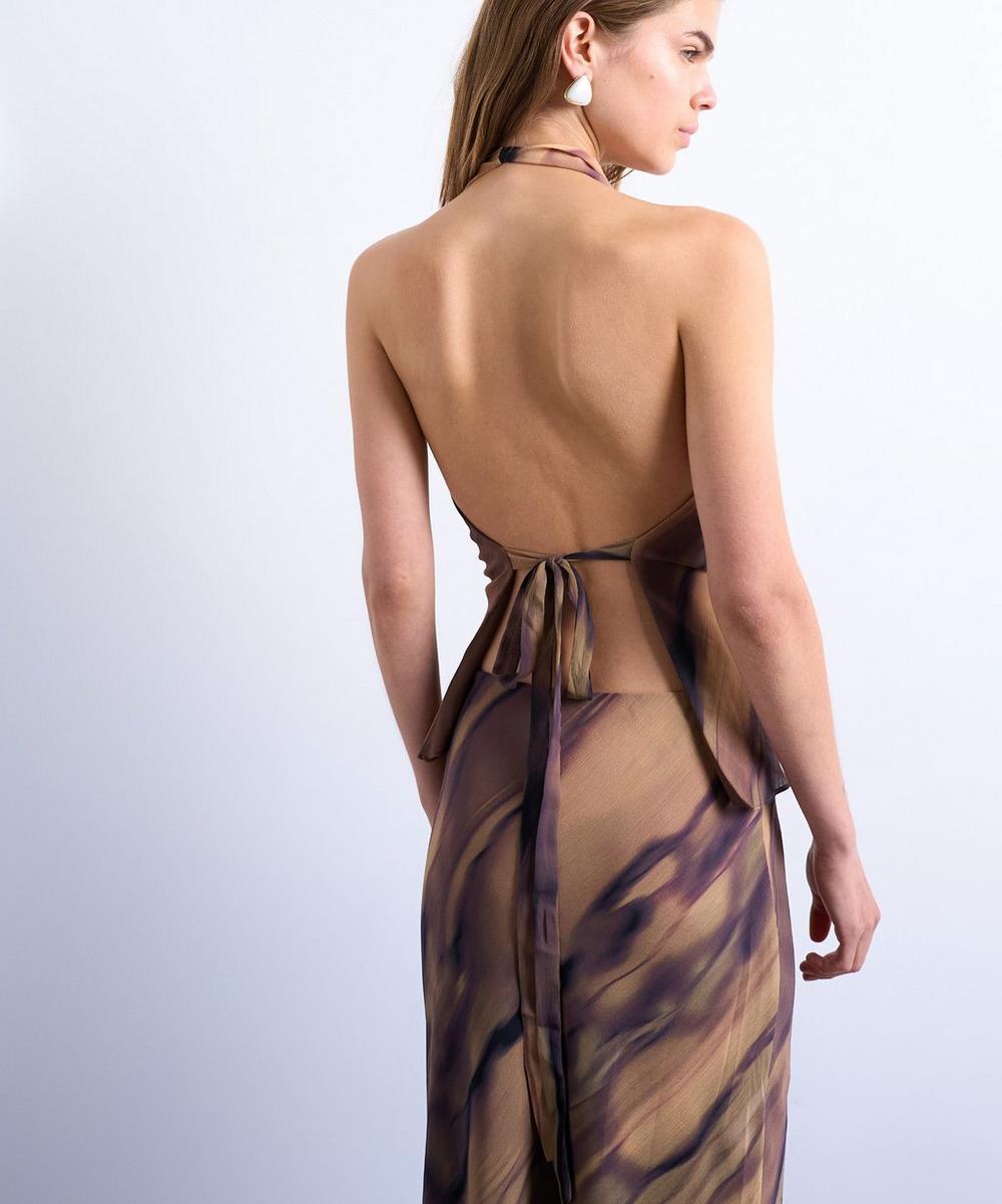 Liberty London TOPSHOP Woodgrain Cowl-Neck Halter Top