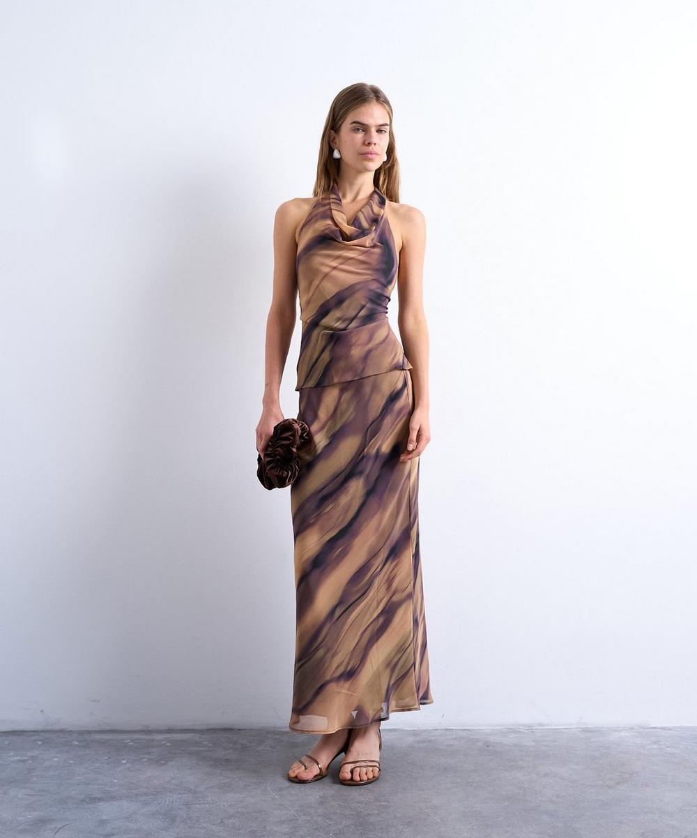 liberty london TOPSHOP Woodgrain Cowl-Neck Halter Top