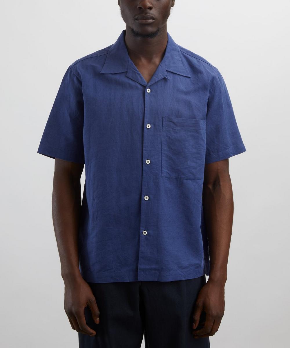 Liberty London Universal Works Blue Linen Camp Shirt
