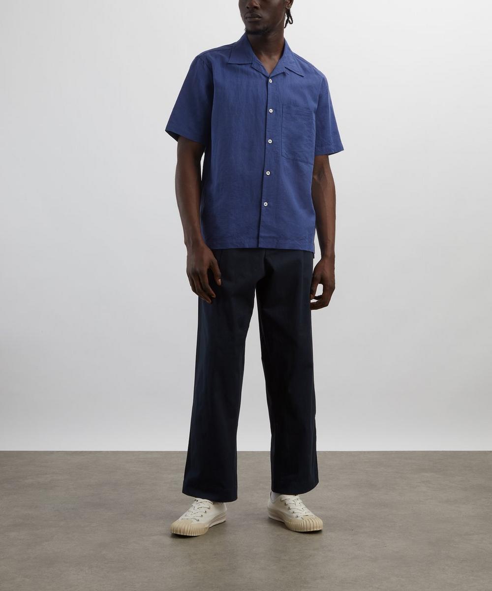 liberty london Universal Works Blue Linen Camp Shirt