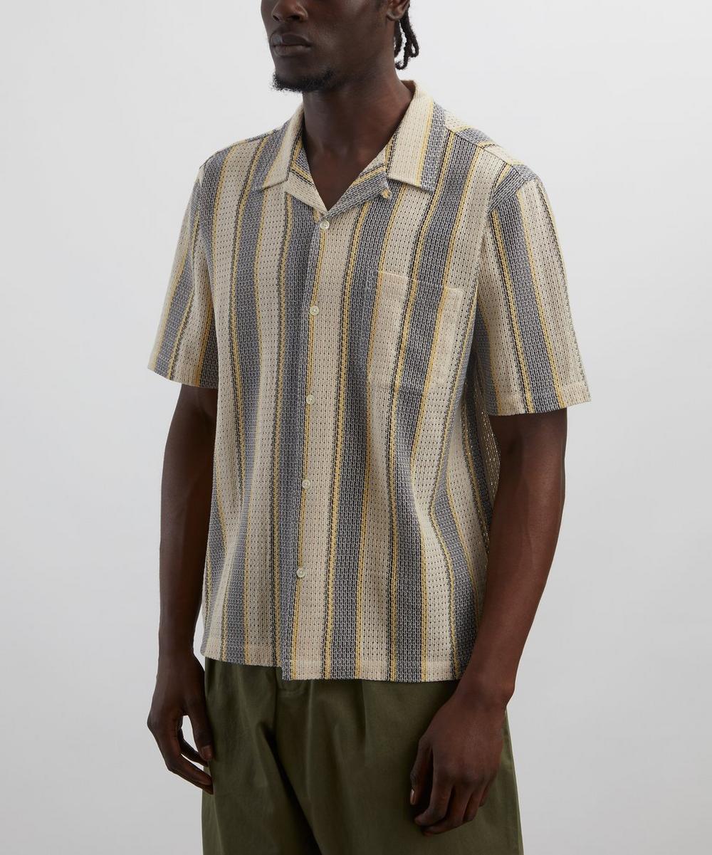 Liberty London Universal Works Grey-Yellow Cotton Lattice Road Shirt