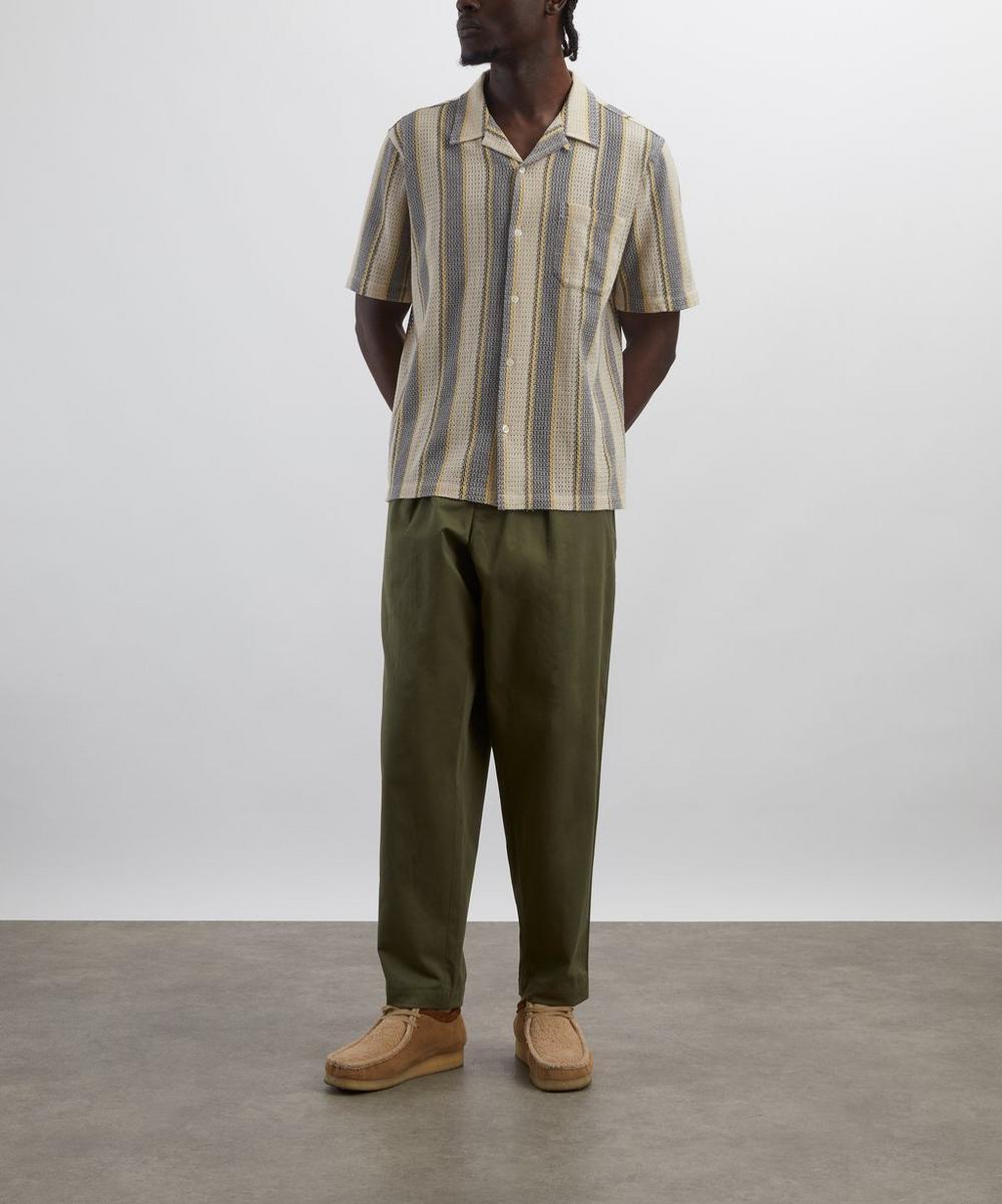 liberty london Universal Works Grey-Yellow Cotton Lattice Road Shirt