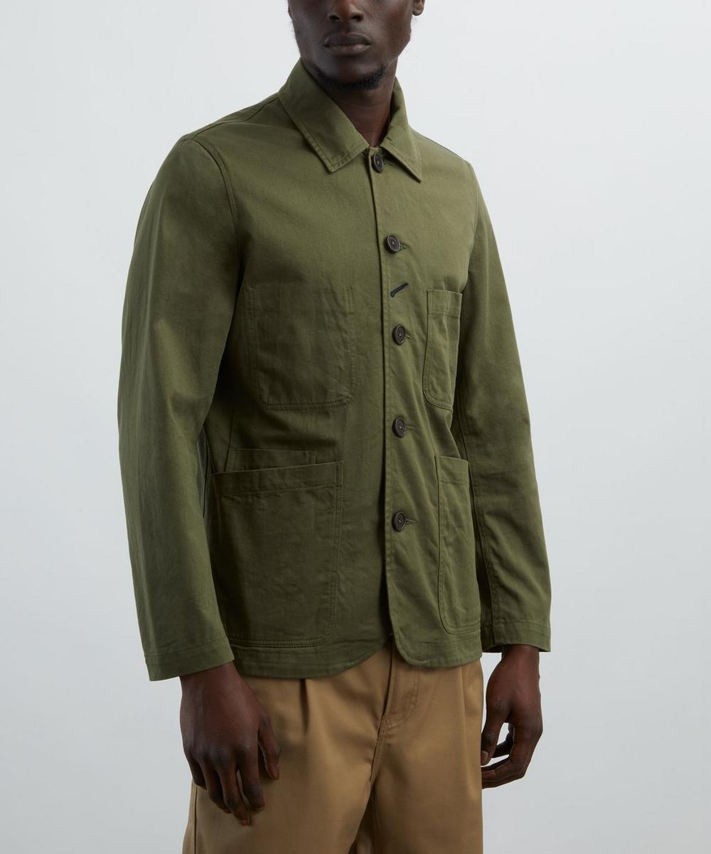 Liberty London Universal Works Light Olive Twill Bakers Jacket