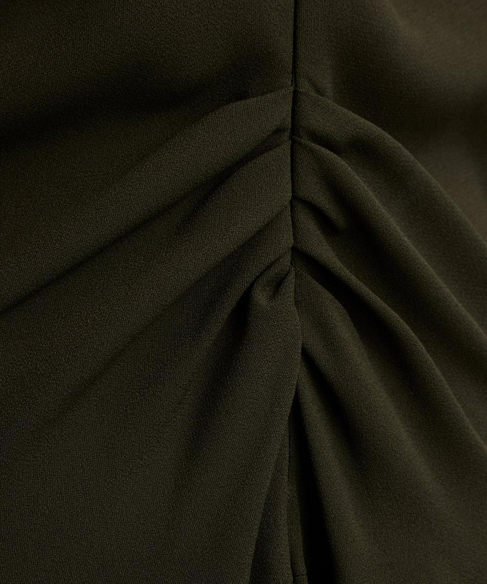 Liberty London Victoria Beckham Dark Olive Long Sleeve Polo Collar Midi Dress