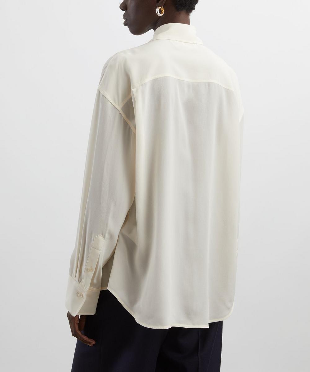 Liberty London Victoria Beckham Ivory Pintuck Pleated Silk Blouse