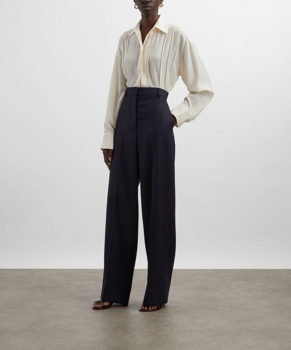 liberty london Victoria Beckham Ivory Pintuck Pleated Silk Blouse