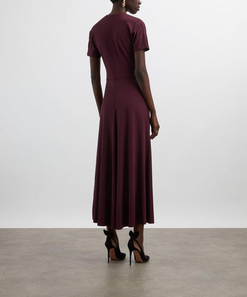 Liberty London Victoria Beckham Merlot Gathered Detail T-Shirt Midi Dress