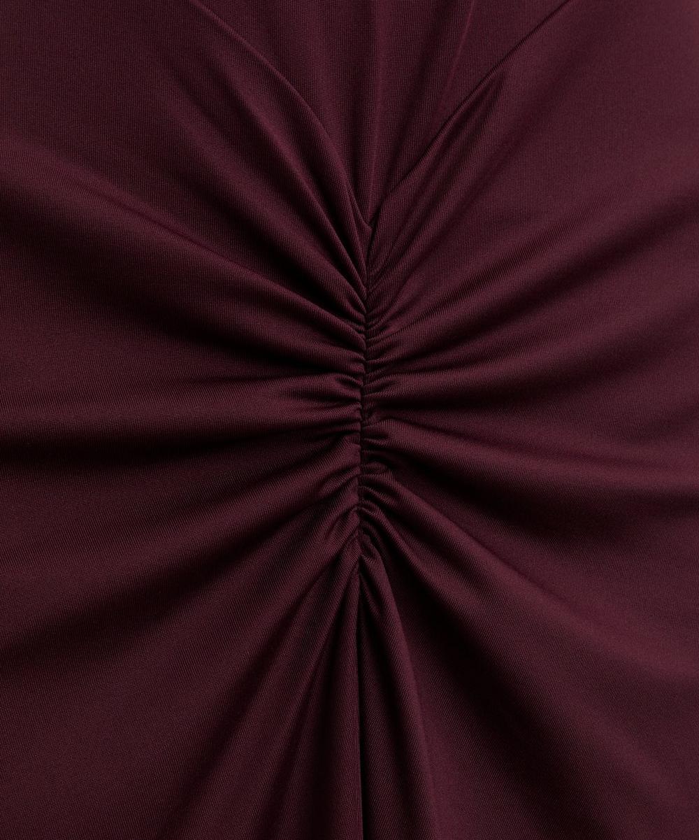 Liberty London Victoria Beckham Merlot Gathered Detail T-Shirt Midi Dress