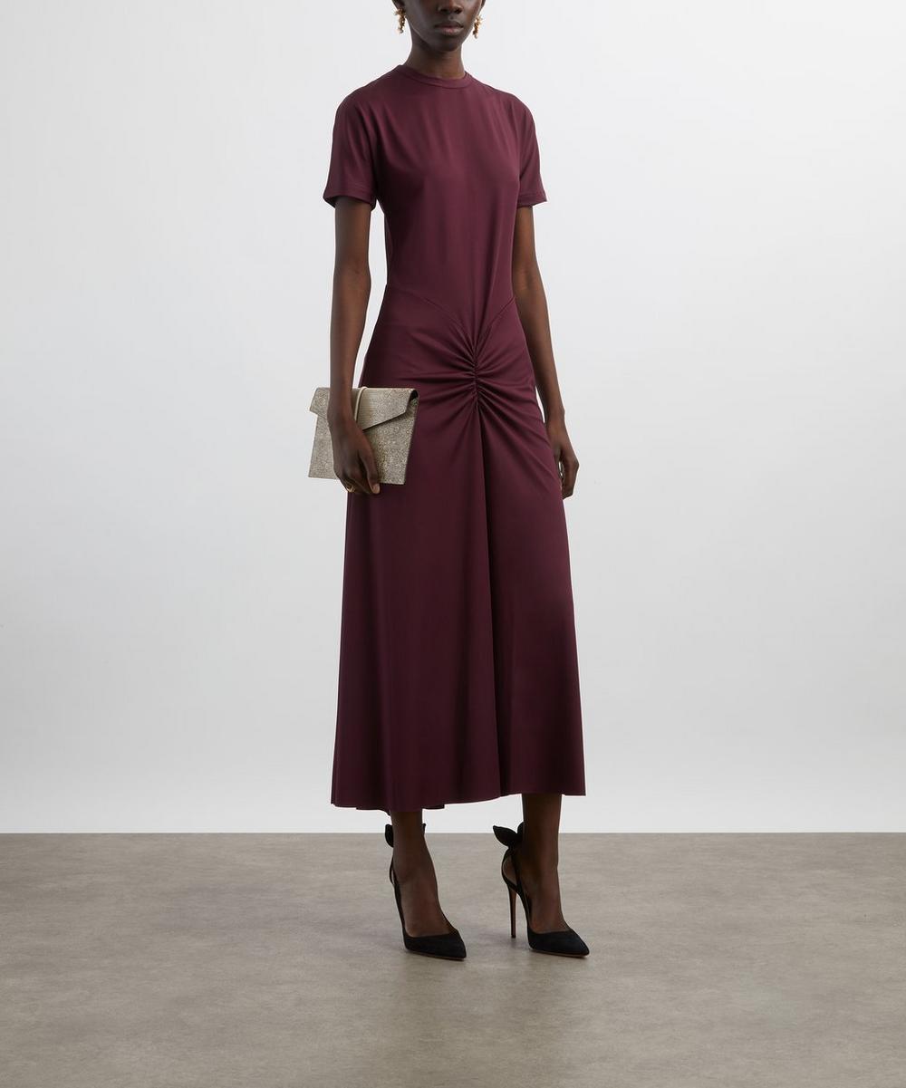 liberty london Victoria Beckham Merlot Gathered Detail T-Shirt Midi Dress