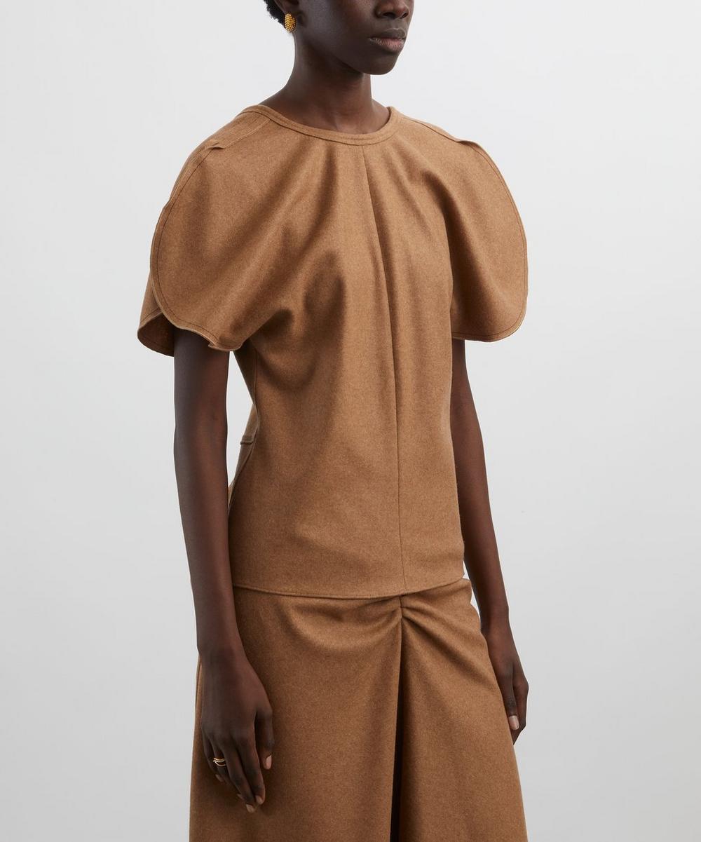 Liberty London Victoria Beckham Toffee Melange Gathered Waist Midi Skirt