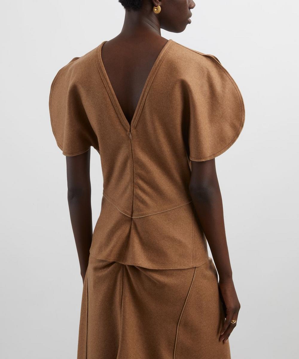 Liberty London Victoria Beckham Toffee Melange Gathered Waist Midi Skirt