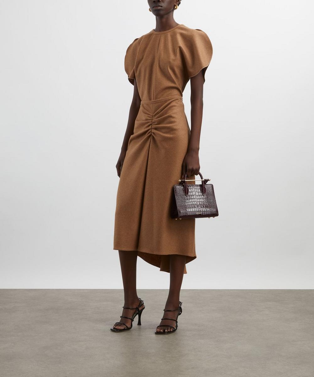 liberty london Victoria Beckham Toffee Melange Gathered Waist Midi Skirt