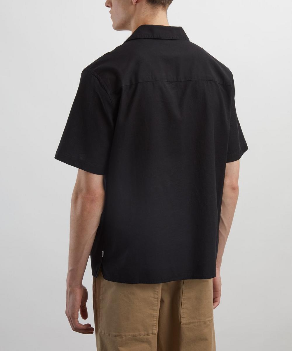 Liberty London Wax London Didcot Black And Ecru Abstract Applique Short-Sleeve Shirt