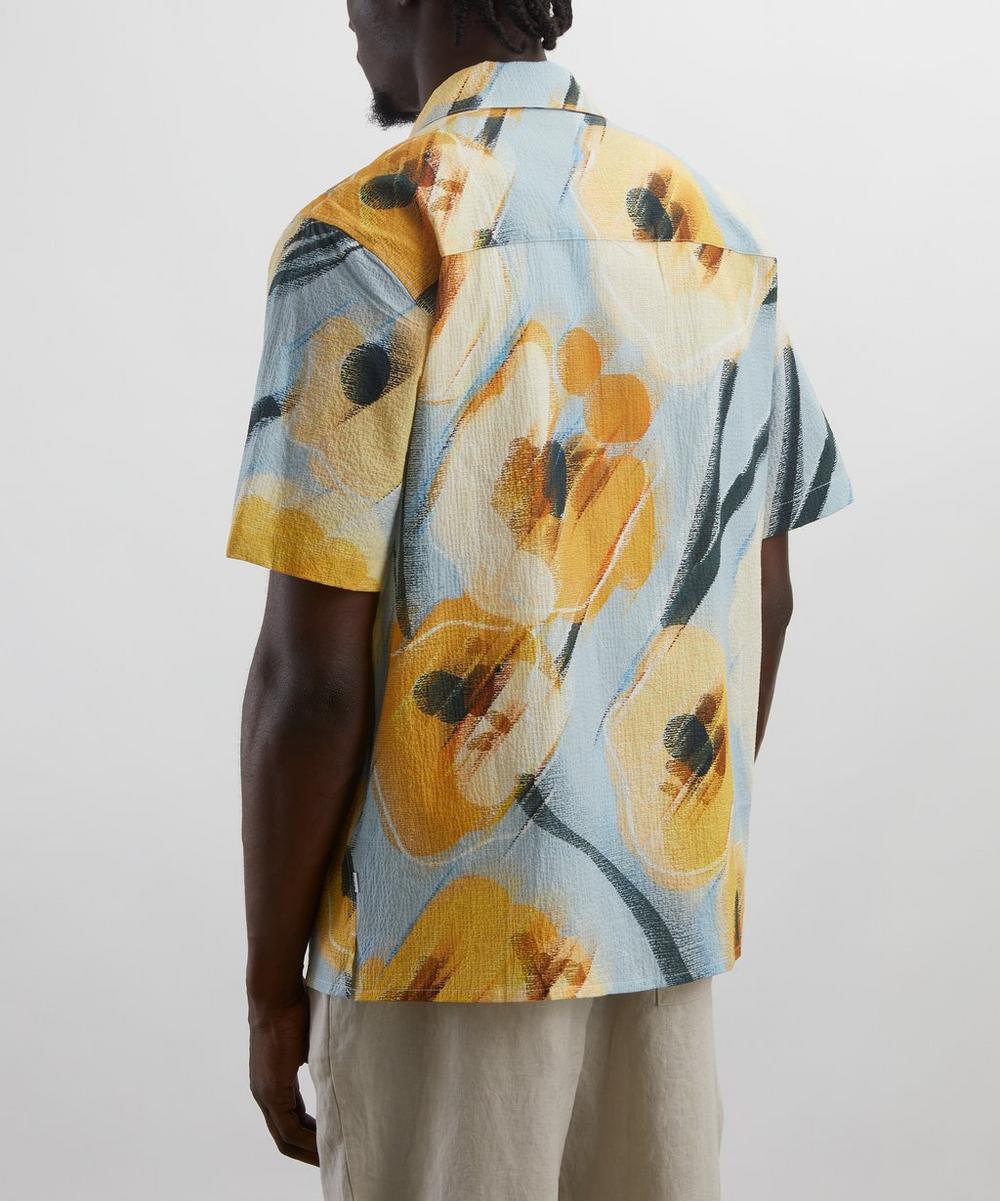 Liberty London Wax London Didcot Blue And Yellow Abstract Poppy Short-Sleeve Shirt
