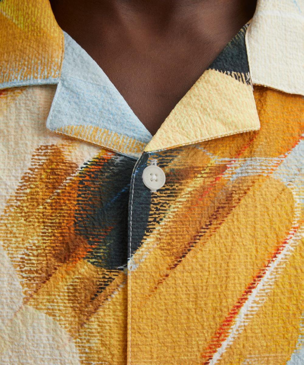 Liberty London Wax London Didcot Blue And Yellow Abstract Poppy Short-Sleeve Shirt