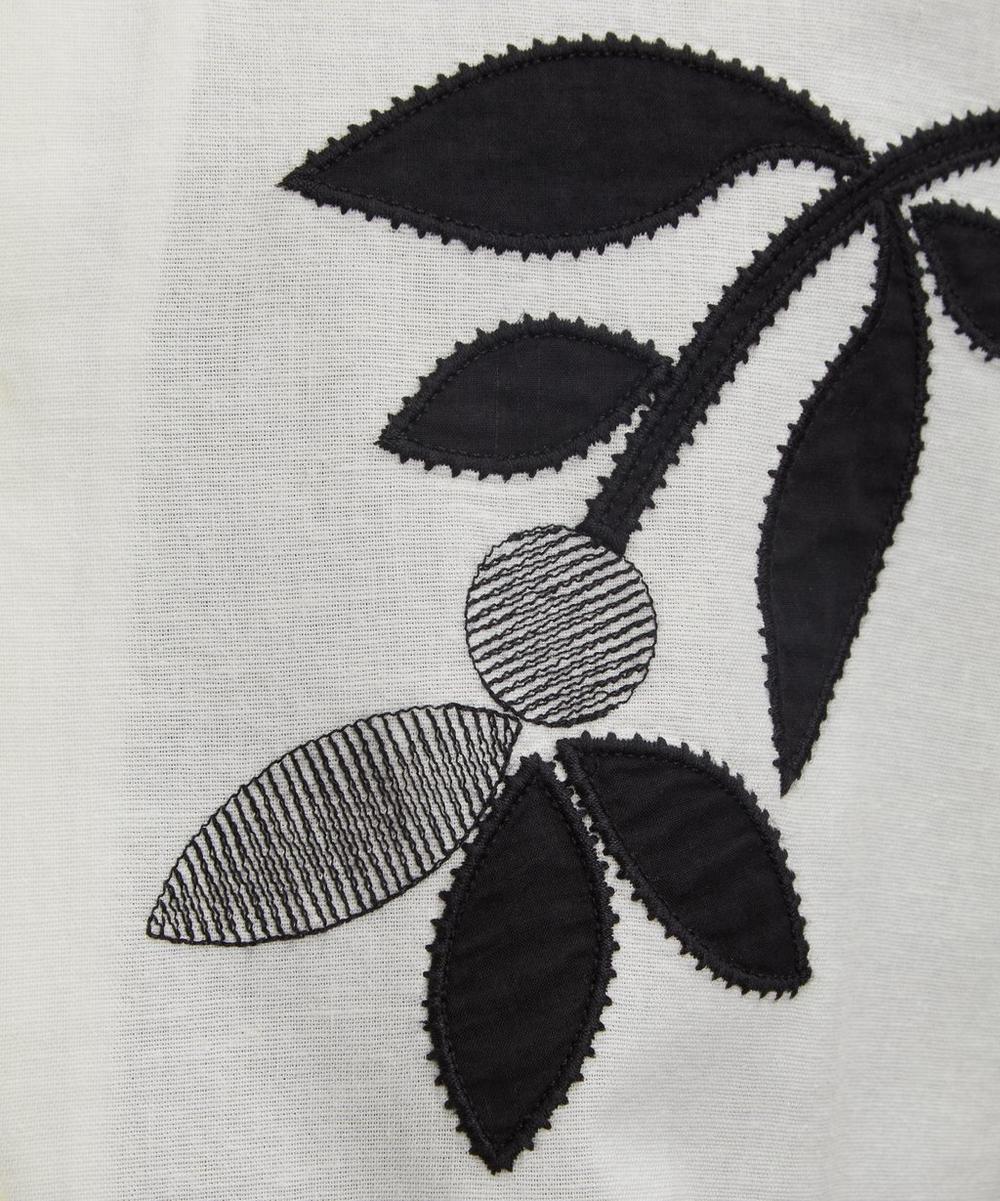 Liberty London Wax London Didcot Ecru-Black Bloom Applique Short-Sleeve Shirt