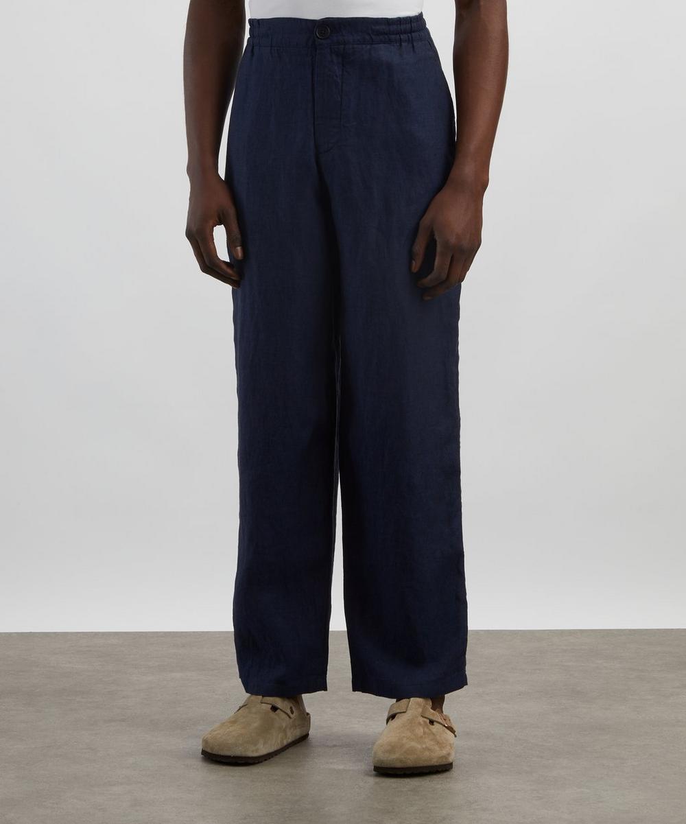 Liberty London Wax London Glencoe Navy Two-Tone Linen Trousers