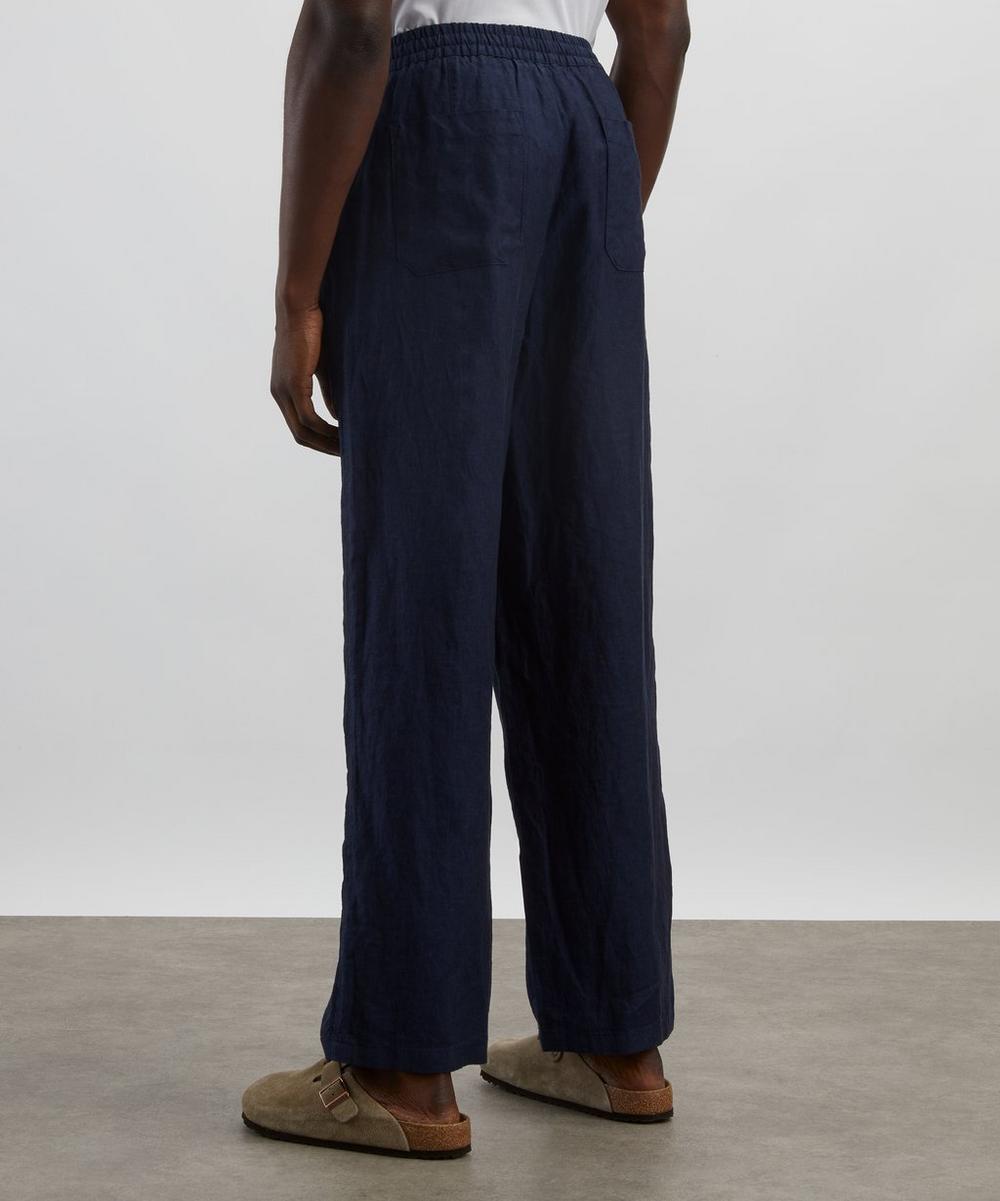 Liberty London Wax London Glencoe Navy Two-Tone Linen Trousers