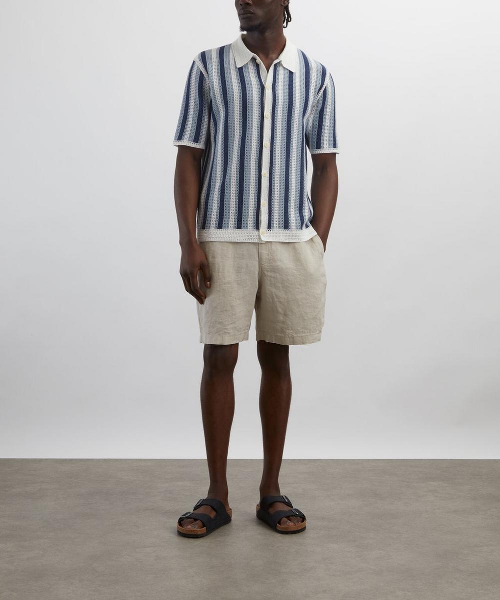 liberty london Wax London Kurt Washed Beige Linen Shorts